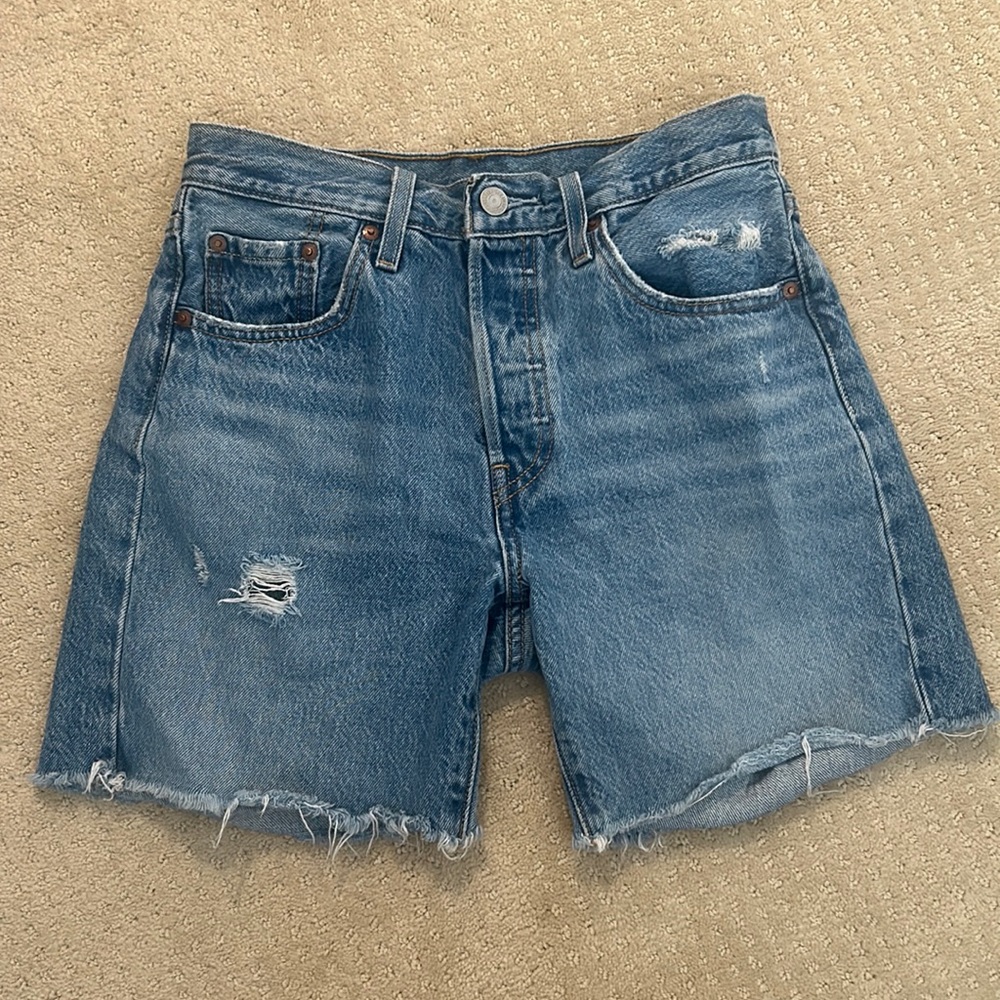 Levi's Distressed Blue Denim Jean Shorts